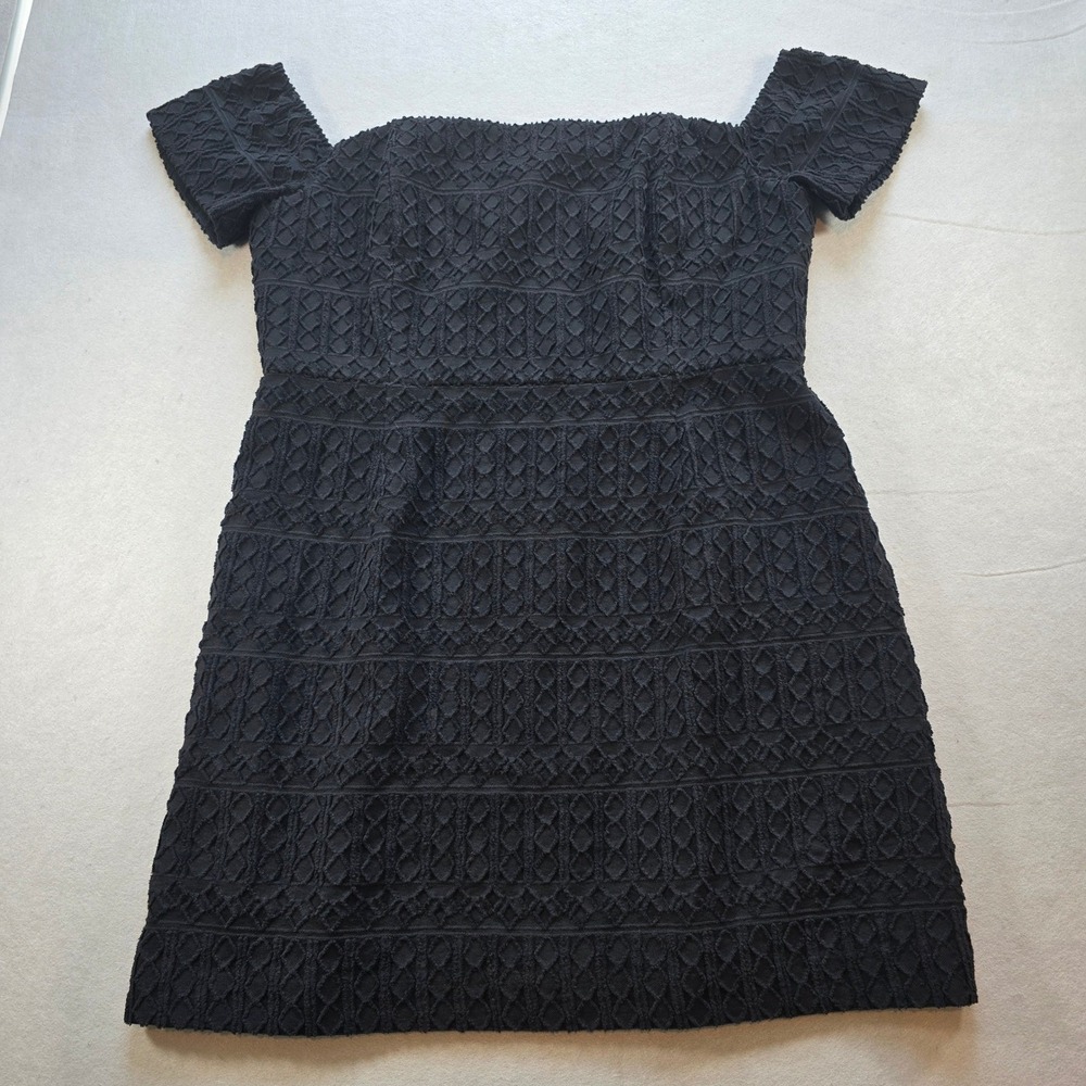 Vineyard Vines Black Jacquard Off Shoulder Cocktail Dress 16 NWT Coquette LBD